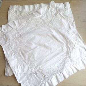 Pair of 2 Battenburg Lace Embroidered Standard Pillowcase Slip Cover Floral VTG